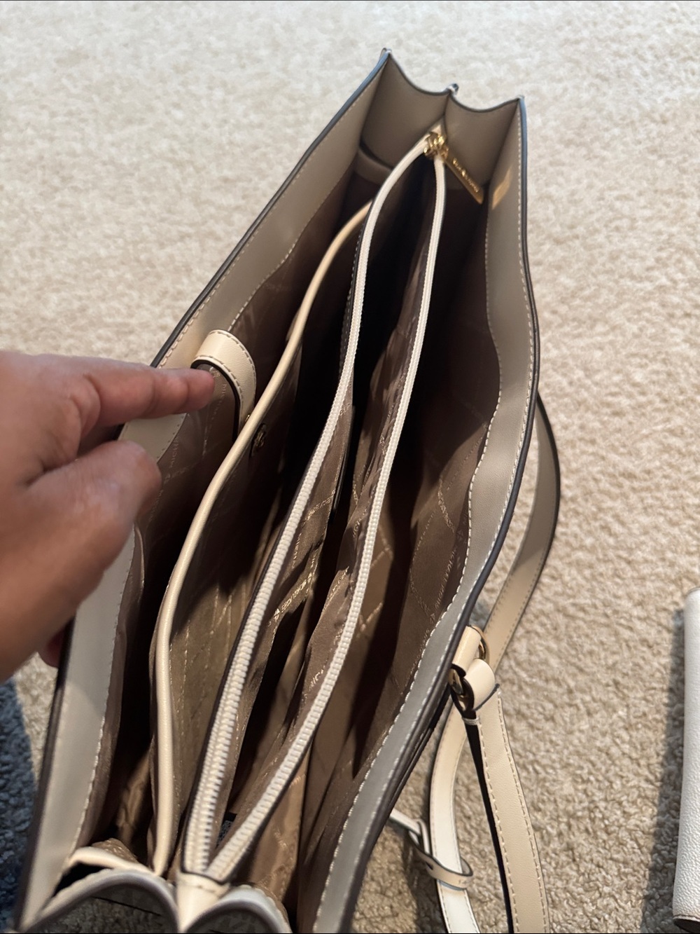 Michael Kors Light Gray MK Logo Tote with Gold Accent - Picture 5 of 12